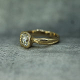 calm water soft ocean textured lab-grown diamond engagement ring 