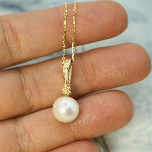pearl pendant 10k solid yellow gold 