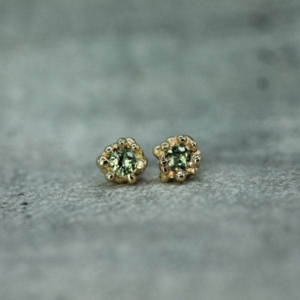 sage green sapphire studs 