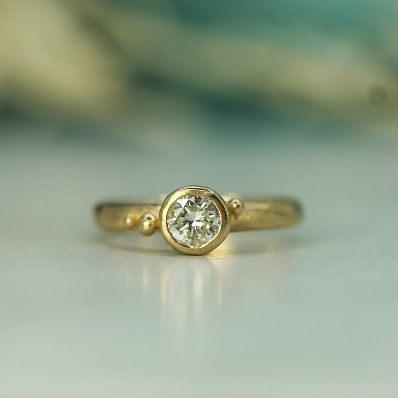 Diamond Coastal Droplet Engagement ring in 14k yellow gold 