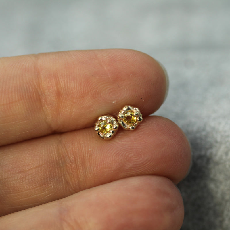 mermaid treasure gold studs with yellow sapphires 