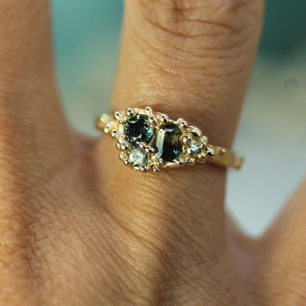 sapphire cluster ring in 14k yellow gold 
