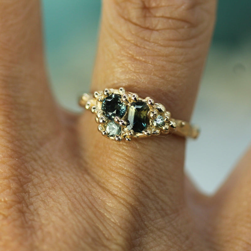sapphire cluster ring in 14k yellow gold 
