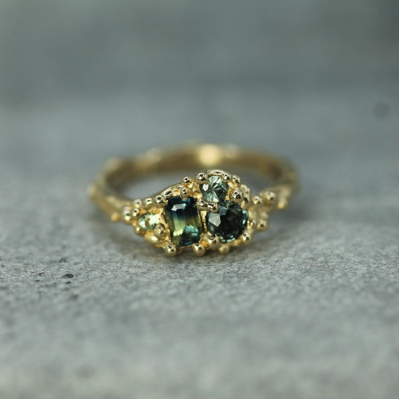 tribune mermaid cluster ring in 14k yellow gold 