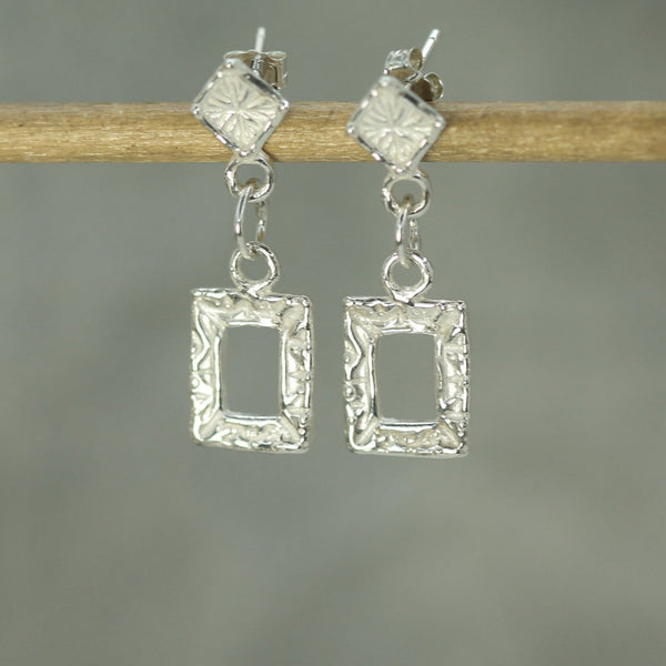 sterling silver open frame stud earrings 