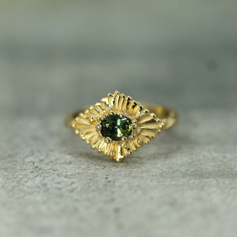 14k yellow gold sapphire celestial ring 
