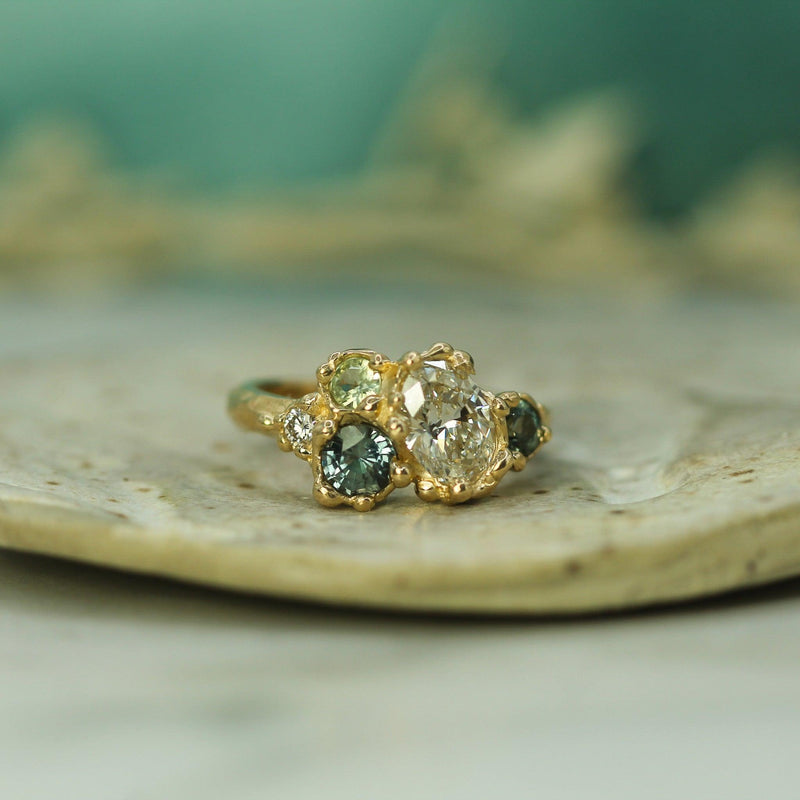 Diamond & Sapphire Mermaid Cluster Ring