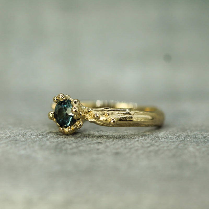 Mermaid Treasure Teal Sapphire Ring