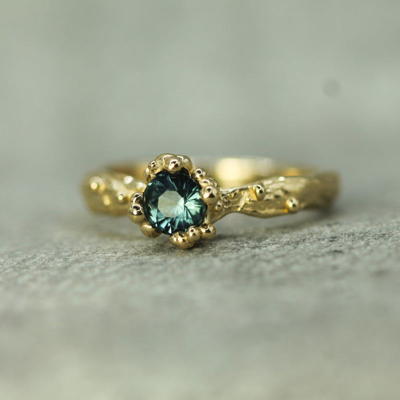 Mermaid Treasure Teal Sapphire Ring