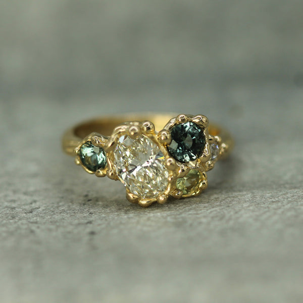 Diamond & Sapphire Mermaid Cluster Ring