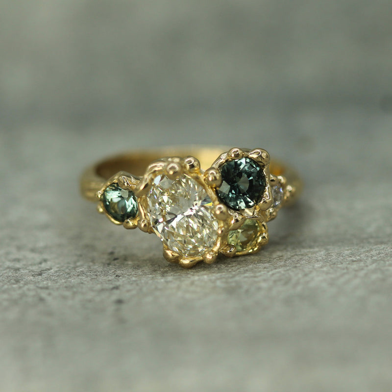 Diamond & Sapphire Mermaid Cluster Ring
