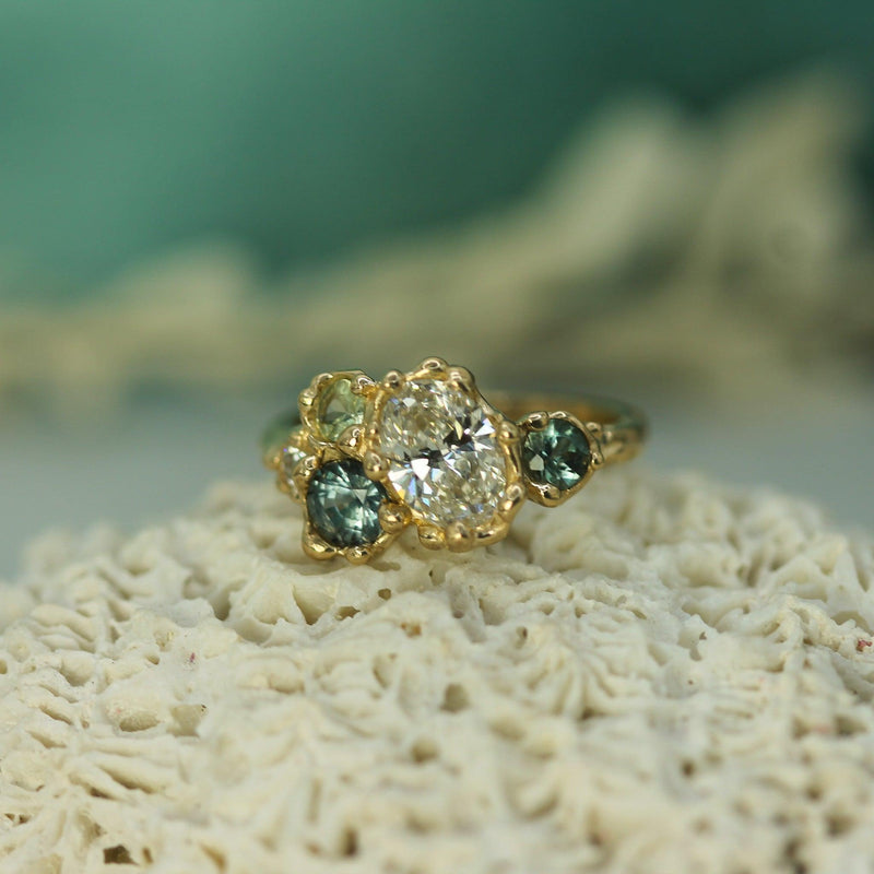 Diamond & Sapphire Mermaid Cluster Ring