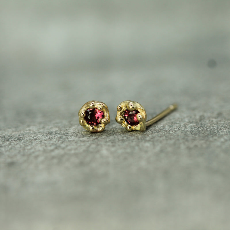 ruby stud earrings in 10k yellow gold 