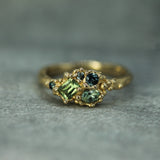 multi stone sapphire ring in yellow gold 