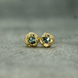 mermaid treasure blue sapphire studs in 10k yellow gold 