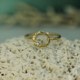 lab-grown diamond ring set in a swirling ocean inspired ring 