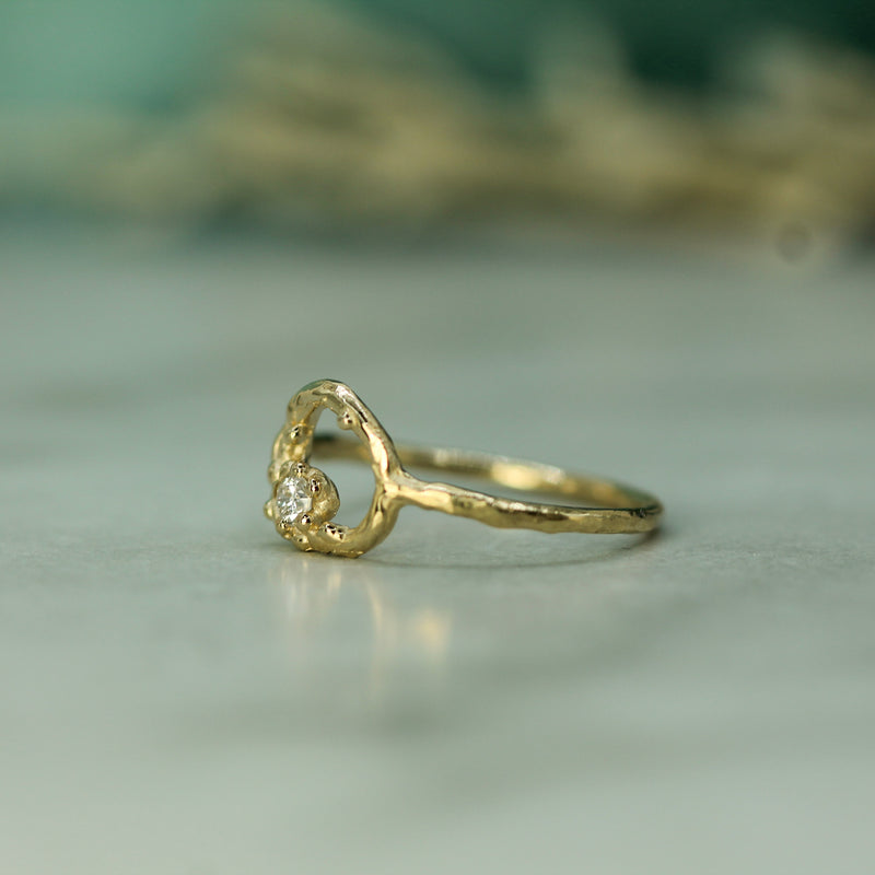 gold ring shown side on to show the detail of the band 