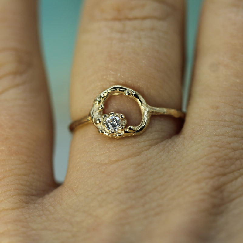 Ayla 10k yellow gold ring on hand 