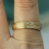 cathedral grove tree textured band on finger 