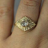 diamond yellow gold ring on hand 