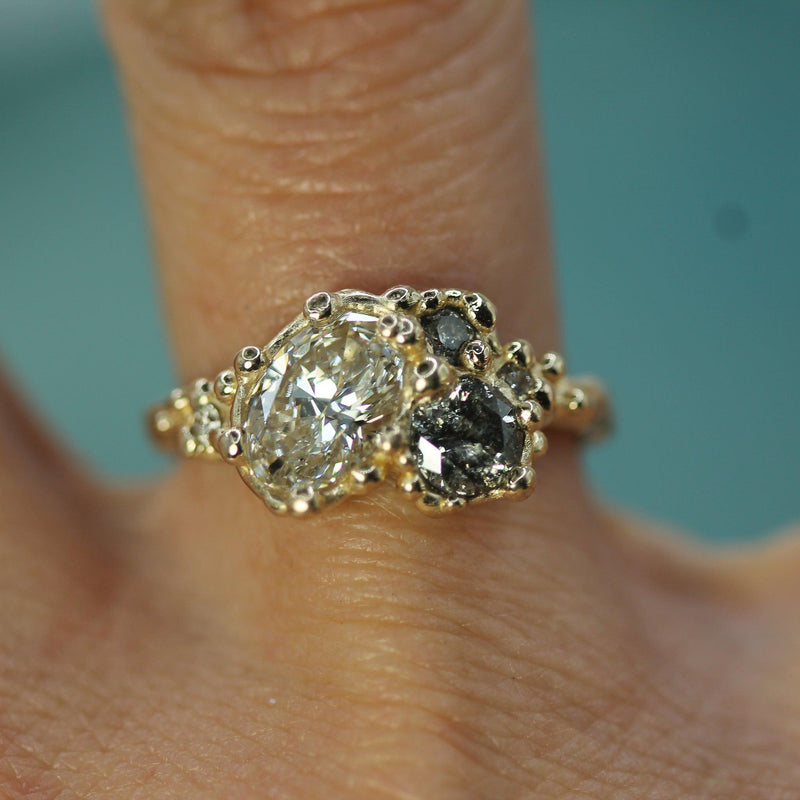 diamond engagement ring on hand 