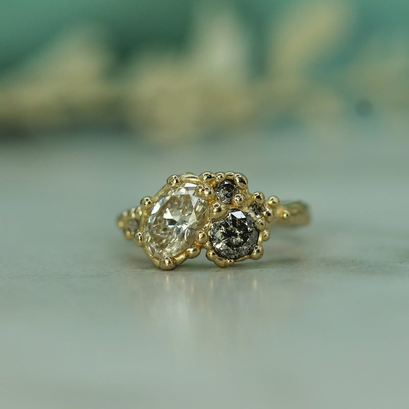 diamonds set in 14k yellow gold 