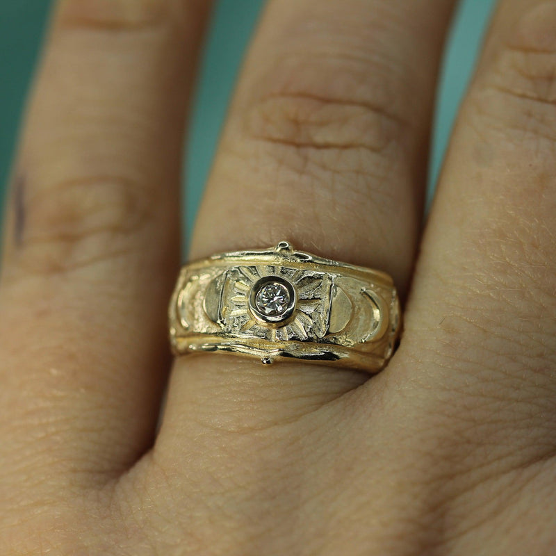 10k yellow gold moon goddess ring 