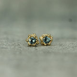 blue sapphire mermaid treasure studs in gold 