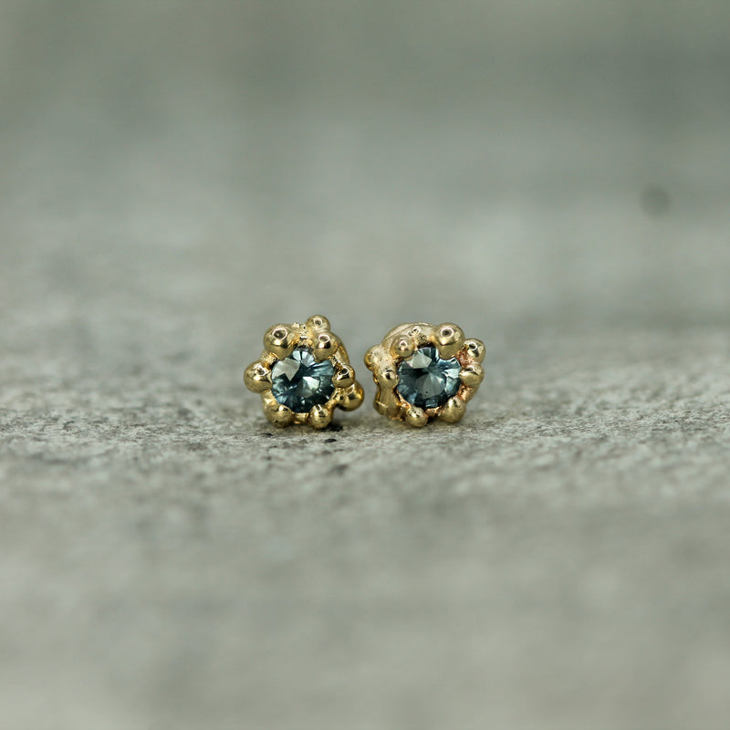 yellow gold sapphire studs 