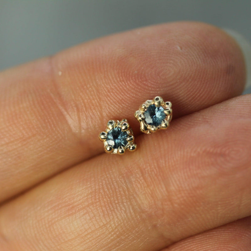 10k gold mermaid treasure sapphire studs on hand 