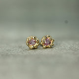 10k yellow gold pink sapphire studs 