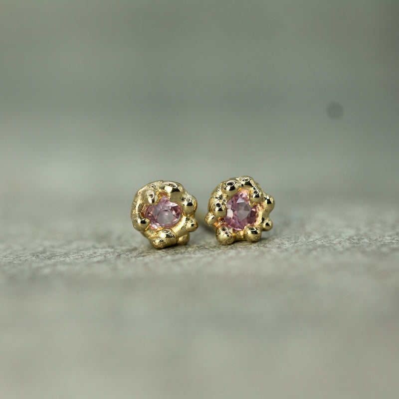 10k yellow gold pink sapphire studs 