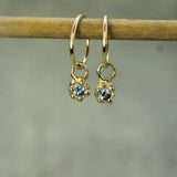 10k yellow gold sleeper charms with blue sapphires 