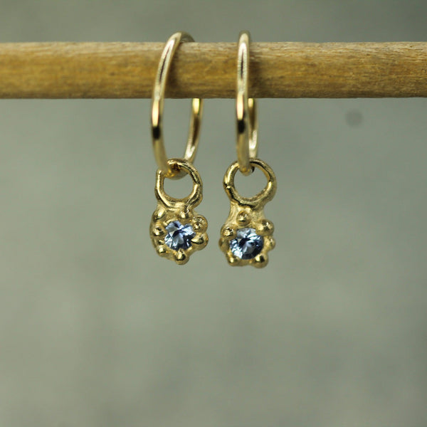 blue sapphire sleeper charms in 10k yellow gold 