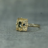 handcarved textured yellow gold ring 