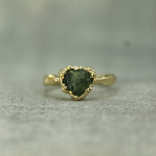 raw sapphire 10k yellow gold ring 