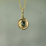 10k yellow gold sapphire pendant 