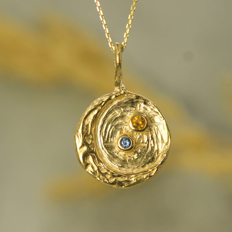 18k Yellow Gold with Citrine & Sapphire