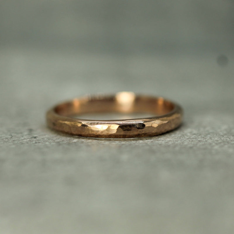 14k rose gold hammered band 