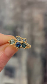 Salish Sea Sapphire Cluster Ring