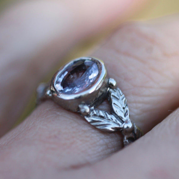 Purple Sapphire Leaf Ring