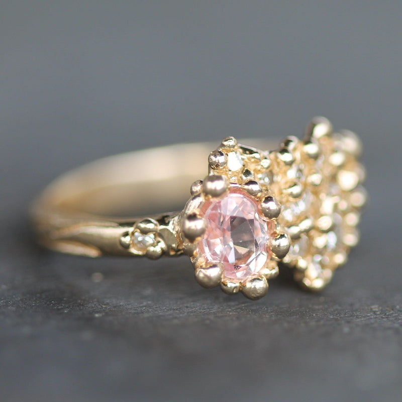 Custom - 14k Yellow Gold with Pink Sapphire & Diamonds
