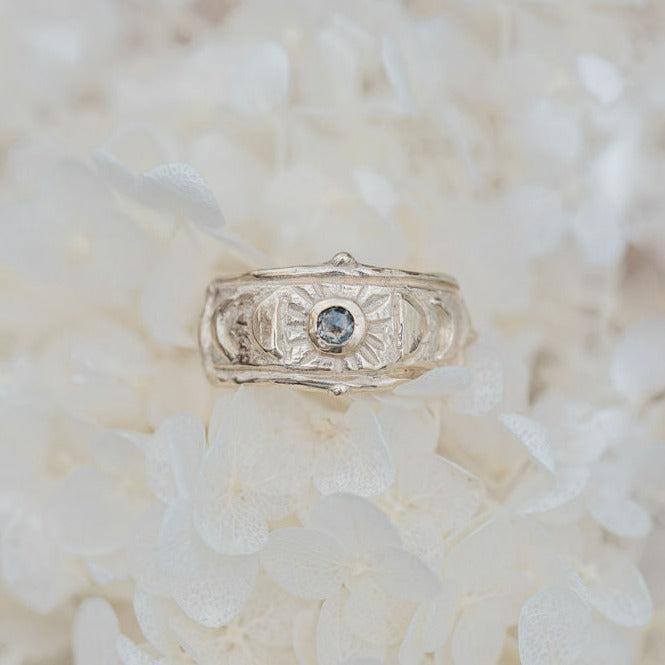 Moon Goddess Salt & Pepper Diamond Ring