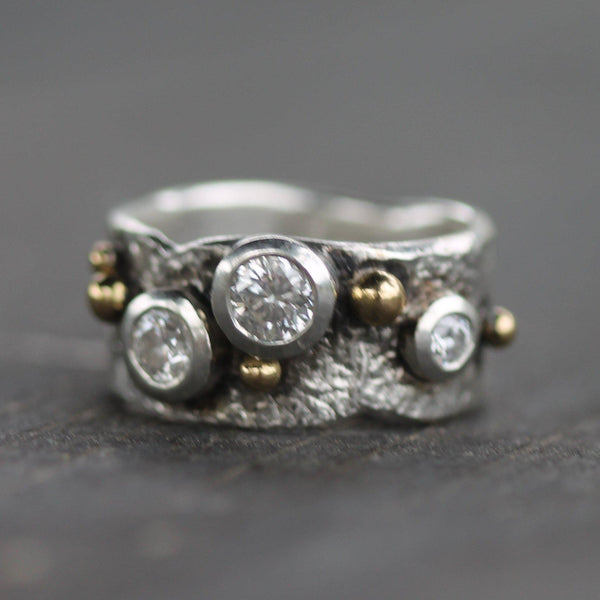 Silver with Gold Droplets and Diamonds
