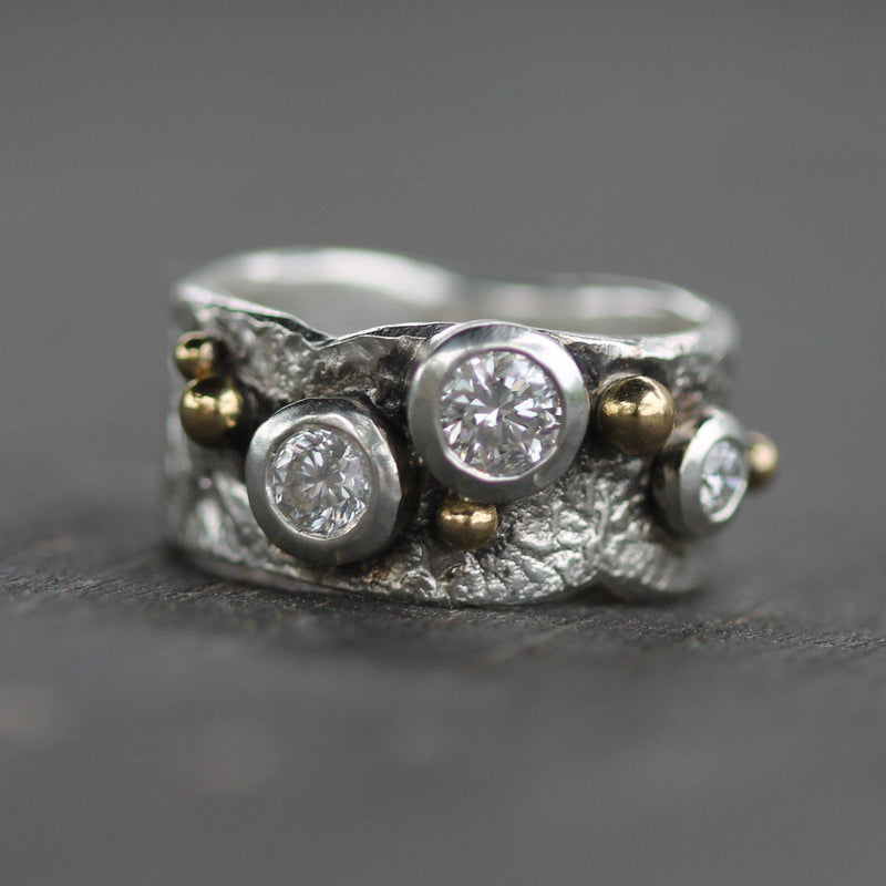 Silver with Gold Droplets and Diamonds