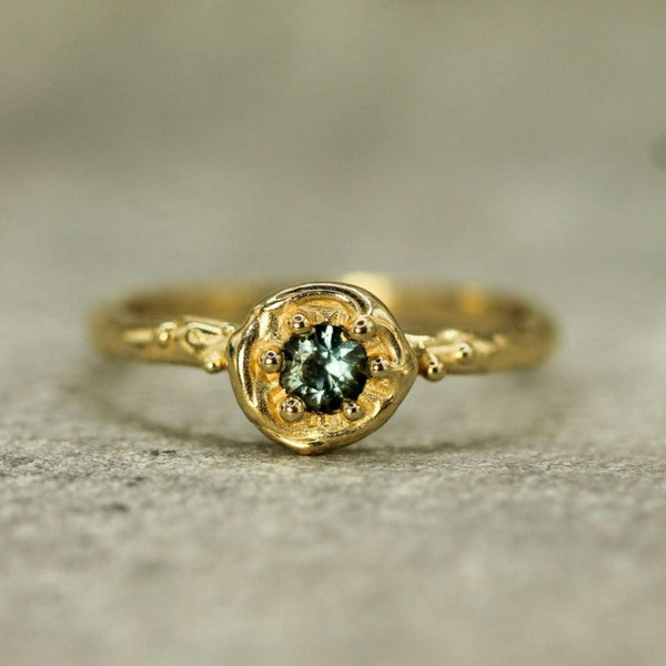 Tidal Halo Blue Sapphire Ring