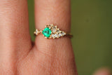 14k Yellow Gold with Heirloom Emerald & Diamonds