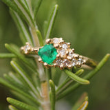 14k Yellow Gold with Heirloom Emerald & Diamonds
