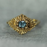 Ocean Blue Sapphire Celestial Ring