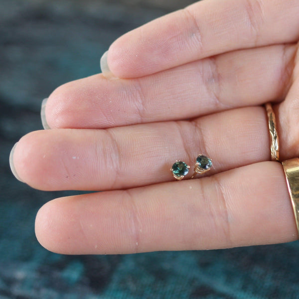 Teal Sapphire Chloe Studs on hand 
